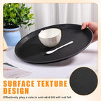 Zopeal 8 Pieces Black Round Restaurant Serving Tray, Plastic Non Slip Surface Food Meals Server Tray with Raised Edges for Home, Kitchen, Restaurant, Cafeteria, Bar (14")