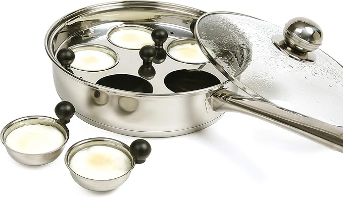 Norpro Stainless Steel Egg Poacher/Skillet Set, 10", Silver, 1 Liters