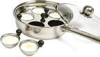 Norpro Stainless Steel Egg Poacher/Skillet Set, 10", Silver, 1 Liters