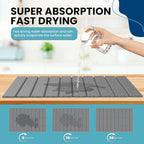 Stone Drying Mat for Kitchen Counter W/ Tote Bag, Large Stone Dish Drying Mat Foldable, Absorbent Diatomaceous Quick Dry Stone Mat Kitchen Dishes Bottles Cups Bathroom Any Countertop 23" x 15.3"