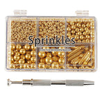 Kasvan Gold Mix Sugar Sprinkles - Edible Candy Pearls with 4-Claw Sprinkle Pen,118g/4.16 Oz, Gift Box Pack, Baking Cake Decorations, Ice Cream Toppings and Cookie Decorating, Wedding Party Chirstmas Supplies