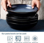 LERATIO Pasta Bowls,Ceramic 38oz Pasta Bowls,9.0" Reactive Glaze Pasta Bowl Set of 4,Microwave & Dishwasher,Oven Safe,Large Wide Serving Bowls for Salad, Dessert,Pizza,Fruit -Blue