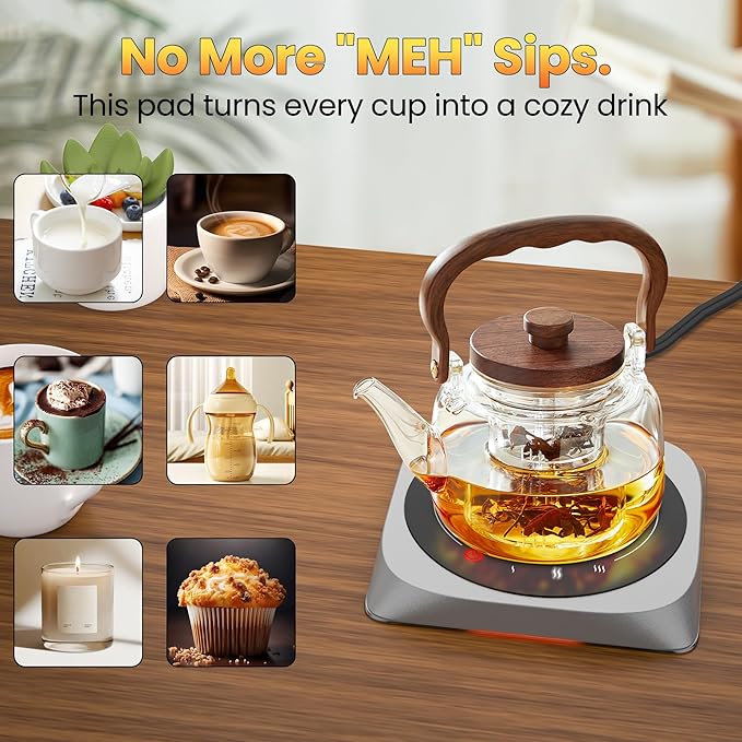 Electric Mug Warmer for Desk, KitchenBoss Coffee & Beverages Cup Warmers with 4 Hours Auto Shut-Off, Smart Candle Warmer - Ideal Gifts for Coffee Lover