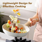 SENSARTE Ceramic Nonstick Frying Pan Skillet with Lid 8inch Non Stick Omelet Pans, Non-toxic Healthy Kitchen Cooking Chefs Pan, Free of Intentionally Added PFOA/PFAS/PTFE, Induction Compatible, White