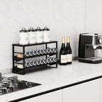 Expandable, Stackable, Adjustable Spice Rack Kitchen Organizer,Metal Pantry Storage Shelves - Multi-Tier Shelf for Cabinet, Countertop, Pantries, Cupboard or Wall Mount,Black
