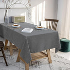 Waterproof Cotton Linen Thick Tablecloths Rectangle Dining Table Cloth, Wipe Clean & Water Resistant Table Cover for Kitchen Party and Banquets, Washable（54"x144" Gray）