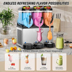 Ultimate Commercial Slushy Machine – 12X3 Tank Stainless Steel Slush Machine,Commercial Frozen Drink Maker for Juices, Margaritas, and Cocktails – Ideal for Bars and Restaurants