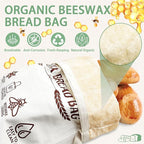 Beeswax Bead Bags, 2 Pack XL Reusable Bread Bags for Homemade Bread, Cute Design Linen Food Storage for Sourdough Homemade Loaf