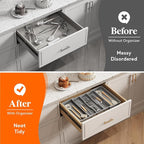 Lifewit Utensil Organizer for Kitchen Drawers, Expandable Cooking Utensil Tray, Adjustable Cutlery Silverware Flatware Holder, Plastic Kitchen Spatula Tools and Gadgets Storage Divider, Large, Gray