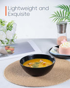 20 OZ Max Black Opal Glass Cereal Bowl Set of 6, Thin Light & Durable 6 inch Dishwasher & Microwave Safe Round Geometric Faceted Bowls for Kitchen, Salad, Soup and Rice