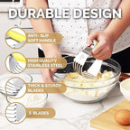 Zulay Kitchen Dough Blender - Stainless Steel Pastry Cutter, Heavy Duty Dough Cutter With Blades, Pastry Blender And Butter Cutter - Pastry Cutter For Baking (Yellow)