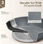 Kitchen Academy Induction Cookware Sets - 12 Piece Gray Cooking Pan Set, Granite Nonstick Pots and Pans Set