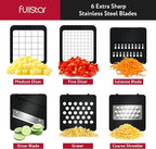 Fullstar Mandoline Slicer for Kitchen - Vegetable Chopper, Onion Potato Food Veggie Fruit Slicer and Cutter with Container, Kitchen Gadgets & Accessories, Home Essentials (6-in-1, Black)