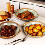 Round Casserole Dish Set of 2, 30 oz Ceramic Au gratin Baking Dish, Baking Pan with Handles or for mixing, salad, pasta bowl, Best gift for those who love baking, Microwave, Oven safe