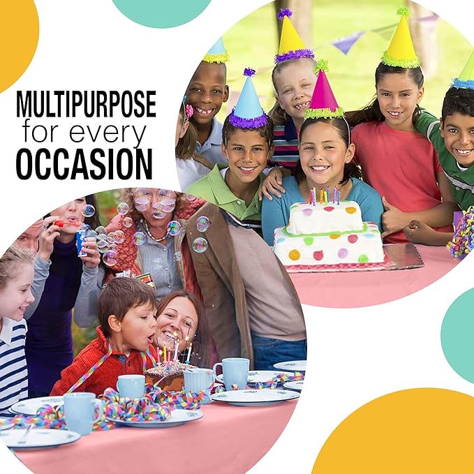 Exquisite Party Solids 54 Inch X 100 Feet Pink Plastic Table Cover Roll in A Cut - to - Size Box with Convenient Slide Cutter. Cuts Up to 12 Rectangle 8 Feet Plastic Disposable Tablecloths