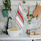 Urban Villa Kitchen Towels 100% Cotton Pack of 6, Highly Absorbent Quick Drying Super Soft Premium Dish Towels 20x30 Inch for Kitchen with Hanging Loop Hand & Tea Towels - Red/Green/White