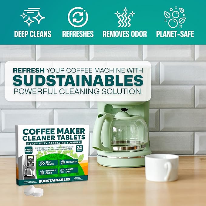 Coffee Maker Cleaner Tablets – Descaling & Cleaning Solution for Coffee Makers, Pot, Espresso Machines – Compatible with Breville, Miele, Keurig, DeLonghi, Nespresso & More – Removes Stains & Oils