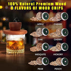 Cocktail Smoker Kit with Torch – 8 Flavors Wood Chips – Bourbon, Old Fashioned Drink Smoker Kit, Whiskey Smoker Infuser Kit, Birthday Bourbon Whiskey Gifts for Men, Dad, Husband (Without Butane)