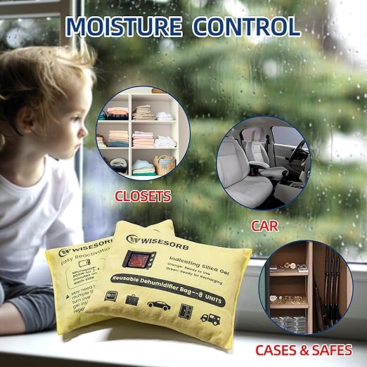 240 Gram Rechargeable Silica Gel Desiccant Packets, Desiccant Packs for Storage, Color Indicating Moisture Absorbers for Suitcase, Safe, 3D Filaments, Electronics, Cars, Camera [2 PACK]