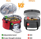 Double-Layer Slow Cooker Carrying Bag for 6-8 Quart CrockPot and Hamlton Beach Slow Cooker, Travel Bag with Lid Fastener for Crock-pot, Portable Carrier Case Slow Cooker Bag with See-thought Window