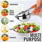Zulay Lemon Squeezer Stainless Steel with Premium Heavy Duty Solid Metal Squeezer Bowl and Food Grade Silicone Handles - Large Manual Citrus Press Juicer and Lime Squeezer Stainless Steel (Orange)