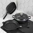 BergHOFF GEM 9Pc Non-stick Cookware Set, Best for Glass Top Cooktop and Gas Stove, Black