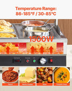VEVOR Electric Soup Warmer, Two 6.34QT Pots & Six 1/3 Pans, Stainless Steel Commercial Food Warmer with 86~185°F Adjustable Temp, 1500W Bain Marie with Cover, Soup Station for Restaurant, Buffet