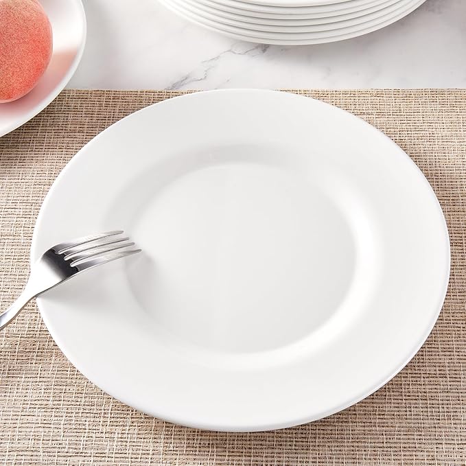 Plates 10inch Melamine Dinner Plates Round White Durable Dishes Set of 8 for Salad Dessert Dinner
