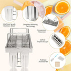 WICHEMI Commercial Popsicle Molds Stainless Steel Ice Pop Molds 20PCS Metal Ice Lolly Popsicle Mold Ice Cream Maker Mold Stick Holder with Lid Single Cup Capacity 85g