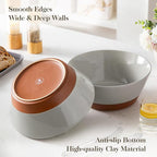 MALACASA Serving Bowls, 105oz Large Salad Bowls for Party, Entertaining, Big Ceramic Bowls for Soup, Fruit and Pho, 2-Pc Wide Bowl Set, Grey & Brown