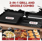 GD4002TPY Portable Tabletop Grill & Griddle Combo with Hood, 4-Burner Portable Propane Gas Grill Griddle Combo for Backyard, Camping, Picnicking and Tailgating, 40,000 BTU, Bronze Gold
