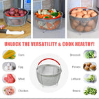 Original Salbree Steamer Basket for 8 qt quart Instant Pot Accessories, Stainless Steel Strainer and Insert fits IP Insta Pots, Instapot, Other Pressure Cookers, with Silicone Handle [3qt 6qt avail]