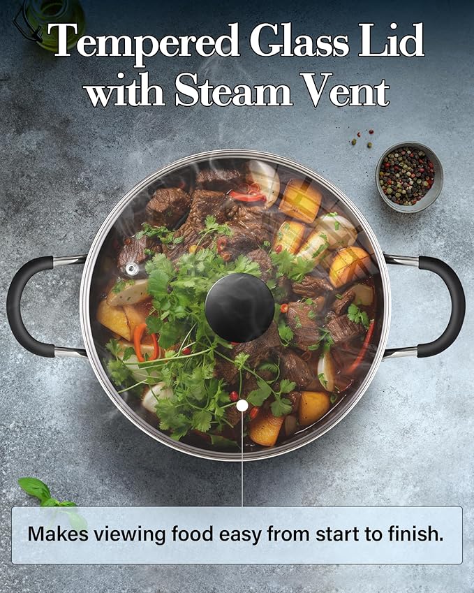 Cook N Home Nonstick Stockpot with Lid 6-Quarts, Professional Cooking Soup Pot, Casserole Cookware, Turquoise