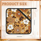 2 Pack Vintage Floral Pot Holders for Kitchen Heat Resistant, White Brown Flowers Potholders for Kitchens Washable for Cooking & Baking & Microwave