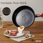 JEETEE Ceramic Cookware Set, 13 Pcs Pots and Pans Set Nonstick with Rotation Removable Handles, Healthy Non-Toxic Cooking Set for All Stoves, Stackable Pots Pans, Oven Safe, PFOA/PFOS Free, Black