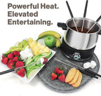 Swissmar Arolla 10 Pieces Stainless Steel Electric Fondue Set - Perfect Fondue Pot Electric Set for Cheese, Caramel, Chocolate, Oil, Broth & More - Gift Ideas for Wedding, House Warming, 2.1 Qt / 2L