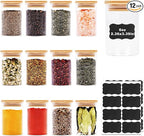 6oz Glass Food Storage Jars, Glass Jars with Bamboo Lids, Kitchen Storage Jars, Set of 12, Canisters with Airtight Lids for Spice, Coffee, Cookie, Pantry Organizers