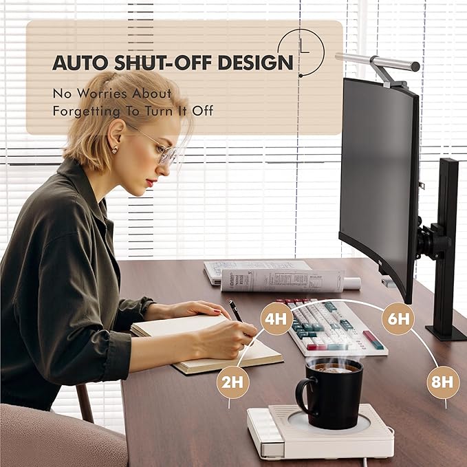 2026 New Smart Coffee Mug Warmer for Desk, 4 Temp Settings, Electric Cup Warmer with Auto Shut Off & Timer, Fast Heating Plate for Coffee, Tea, Candle Warmer, Smart Gift for Office & Home Use(White)