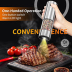 2Pack Electric Salt and Pepper Grinder Set USB Rechargeable with Warm LED Light, Adjustable Coarseness Lidaop Large Capacity Automatic Salt Pepper Mill Grinder for Kitchen, Sliver Set