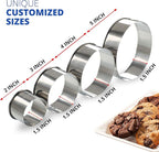 Cookie Cutter Set, 4 Pc. Kit, Measuring 2'', 3'', 4'' and 5'', Round Metal Baking Rings for Pastry, Biscuits, and Dough Cutting, Heavy Duty and Reusable, Multiple Sizes