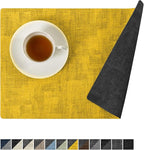 Romanstile Reversible Vinyl Placemats Set of 6, Faux Leather 100% Waterproof Oil-Proof Wipeable Place Mats, Heat Resistant Dual Sided Table Mats for Kitchen/Dining/Party (Grey Yellow, 12 x 17 Inch)