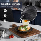Non Stick Frying Pan Set, 8, 10 and 12-Inch Hybrid Non Toxic Fry Skillet with Lids, Dishwasher and Oven Safe, Induction Ready, Silver Kitchen Cookware set (7-Piece Pan Set)