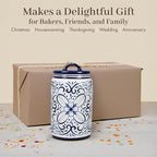 Young's Inc. Ceramic Cookie Jar - Cute Kitchen Counter Storage Canister with Lid - Perfect for Cookies, Coffee, Tea, Candy, Dog Treats, and More - Cookies Finest - Black, White