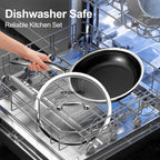 Fogdream 8"10"12" Stainless Steel Pan, Non Stick Frying Skillet, Tri-Ply Stainless Steel for All Cooktops, Dishwasher and Oven-Safe Cooking Pan, Stay-Cool Handle, Silver