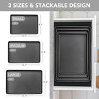 Tiawudi Baking Sheet Pan Set, 0.8mm Thick Heavy Duty Cookie Sheet with Diamond Texture Pattern, Nonstick Baking Tray for Oven, Carbon Steel Half, Jerry Roll Pan, Set of 3