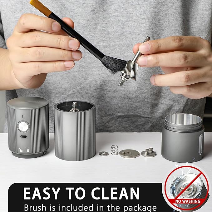 Portable Coffee Grinder Electric Burr Coffee Grinder with 45 Adjustable Settings, Rechargeable Coffee Grinders for Espresso, Travel, Camping and Office (Silver)