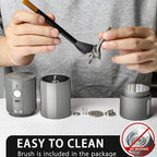 Portable Coffee Grinder Electric Burr Coffee Grinder with 45 Adjustable Settings, Rechargeable Coffee Grinders for Espresso, Travel, Camping and Office (Silver)