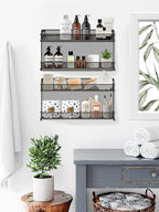 CAXXA 2 PK 2 Tier Mesh Kitchen Counter-top or Wall Mount Spice Rack Jars Storage Organizer, Bronze