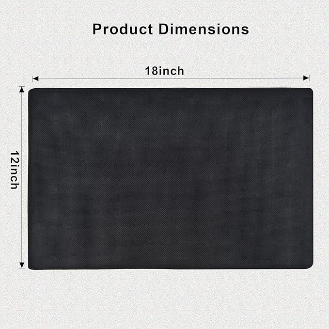 Black Cloth Placemats Set of 8 - Double Thickened Easy to Clean Linen Style Fabric Placemats - Machine Washable Placemats - Heat Resistant Non-Slip Table Mats (Black, 8)