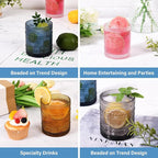 Cocktail Glasses 10 oz Hobnail Drinking Glasses Set of 6, Vintage Glassware, Textured Glass Cups Bubble Glasses Water Glasses Old Fashion Jupiter Glasses Set, Blue